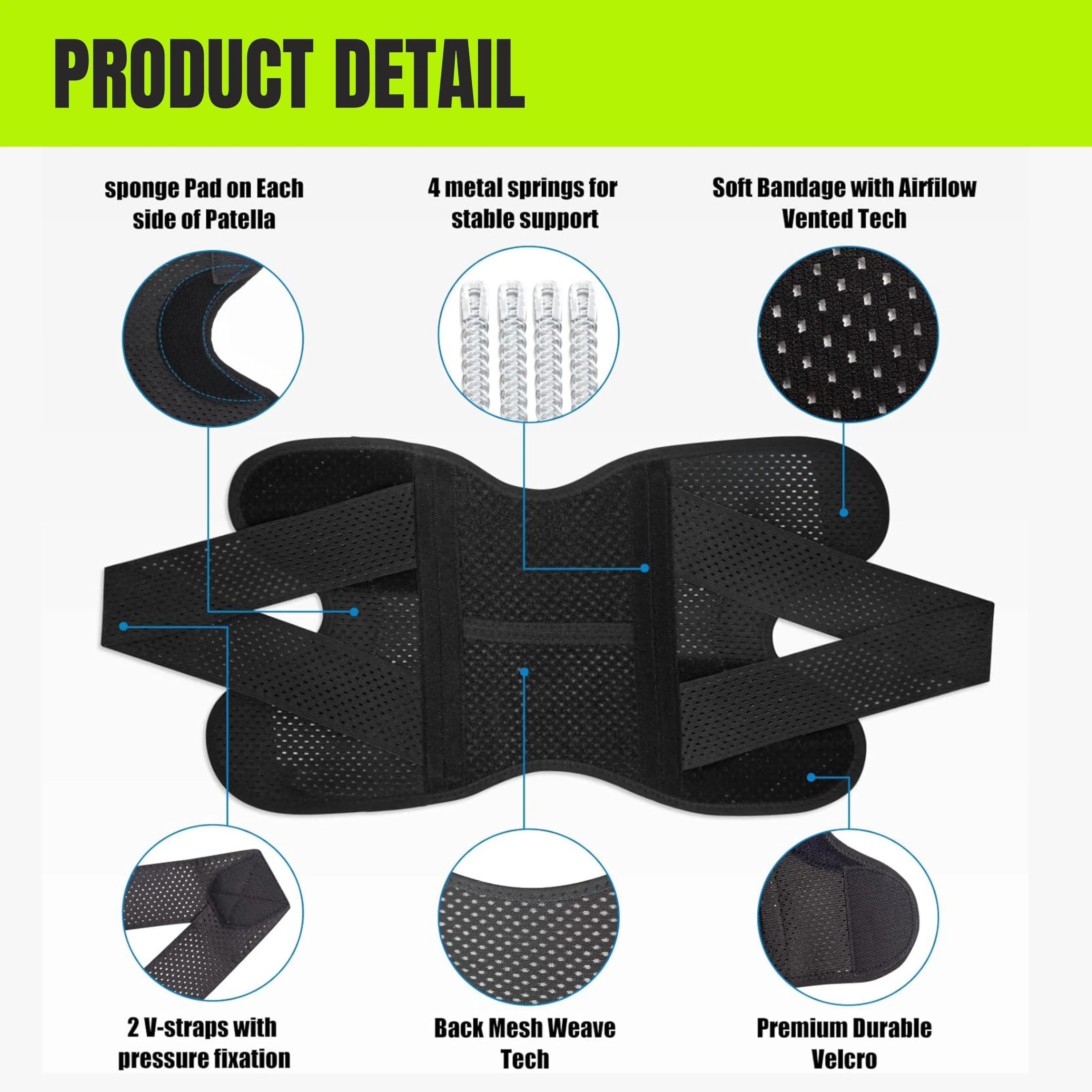 Knee Brace with Side Stabilizers for Meniscal Tear Knee Pain ACL MCL Arthritis Injuries Recovery, Breathable Adjustable Knee Support for Men and Women Black Healthcare Side Staoilizer Knee Compression Wrap