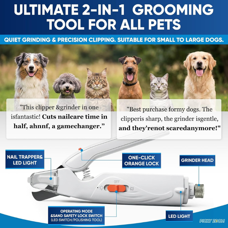 2-in-1 Cat & Dog Nail Clippers with Grinder