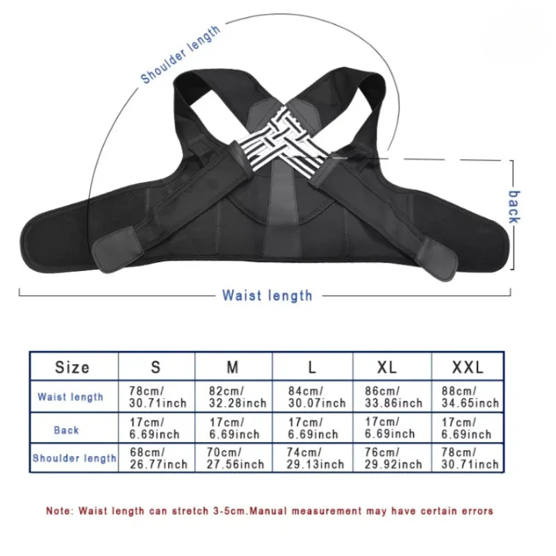 Black Posture Corrector Brace, Breathable Elastic Back Support Belt, Adjustable Shoulder Posture Trainer for Students,Upper Back