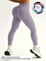 Women'S Solid High Waist Sports Leggings, High Stretch Seamless Yoga Leggings, Ladies Sportswear for Indoor Outdoor Wear, Bottoms