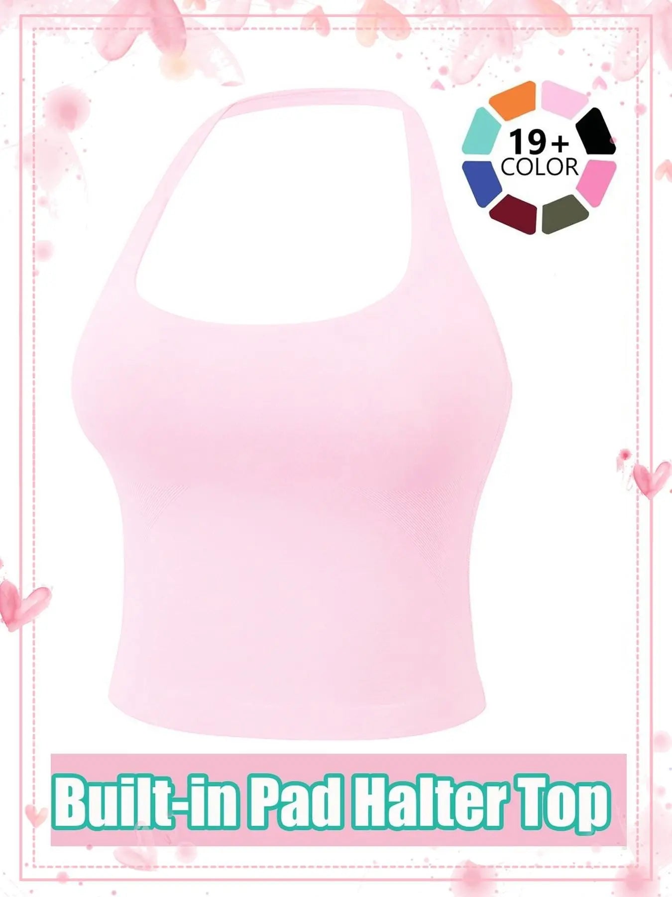 Women'S Solid Removable Chest Pad Sports Tank Top, Casual Comfort and Durability Halter Neck Sports Top for Yoga Gym Workout, Ladies Sportswear for All Seasons