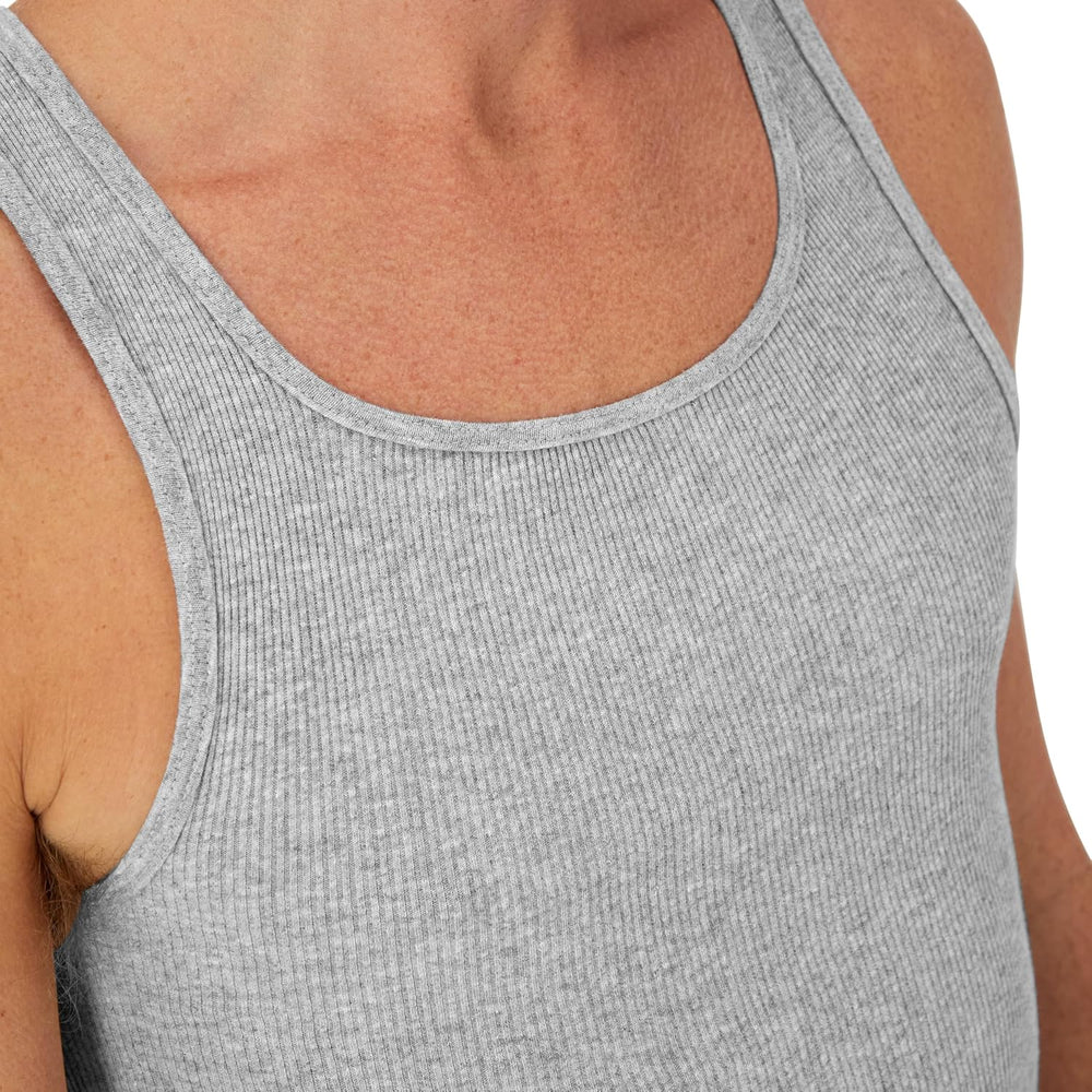 Men'S Tank Undershirt Pack, Cotton Tank Undershirt, Moisture-Wicking, Breathable, White or Grey/Black, Multi-Pack