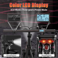 GQ8 Adult Electric Bike 500W Peak Motor 48V 15AH Electric Scooter 14 Inch Fat Tire Full Shock Foldable with Trunk E Bike
