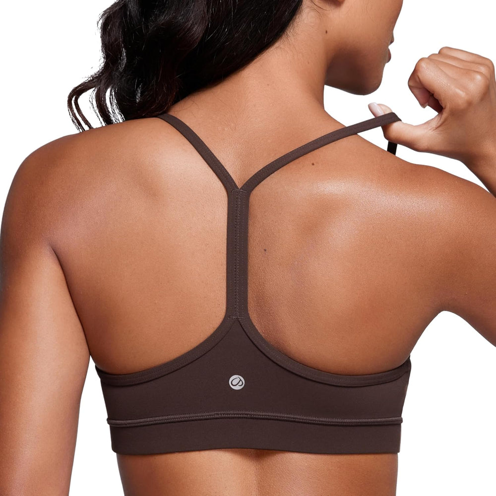 Butterluxe Y Back Sports Bras for Women - Padded Racerback Low Impact Spaghetti Thin Strap Workout Yoga Top