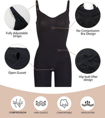 Women'S Seamless Shapewear Bodysuit Tummy Control Body Shaper Waist Defining Body Suit
