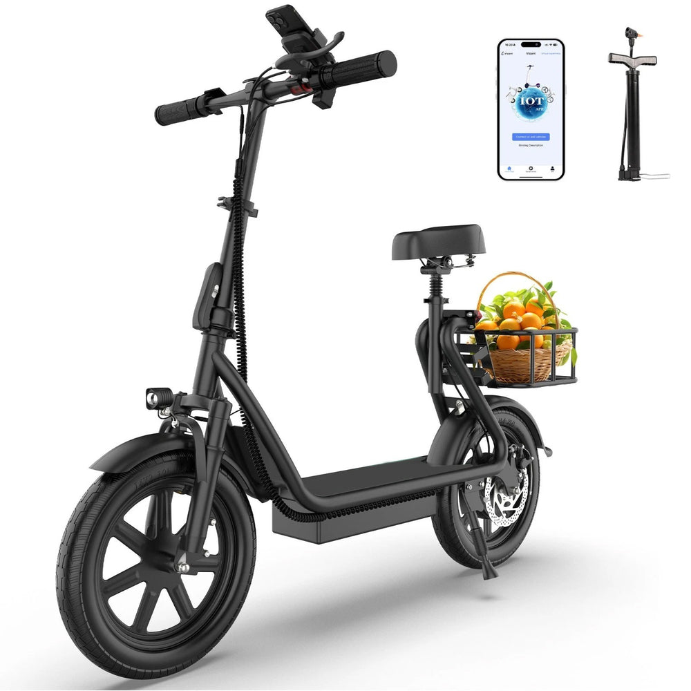 48V 10.4AH/22.5AH Electric Scooter Adults Foldable Escooter Seat & Carry Basket