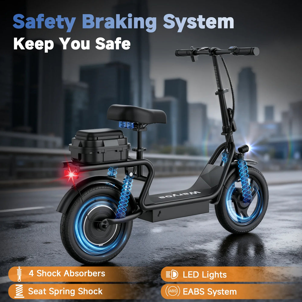 2026 New 500W 14Inch Electric Bicycle with Box 10.4AH Battery 28Miles Max Range 22MPH Max Speed Shock Absorption Foldable Adult Ebike