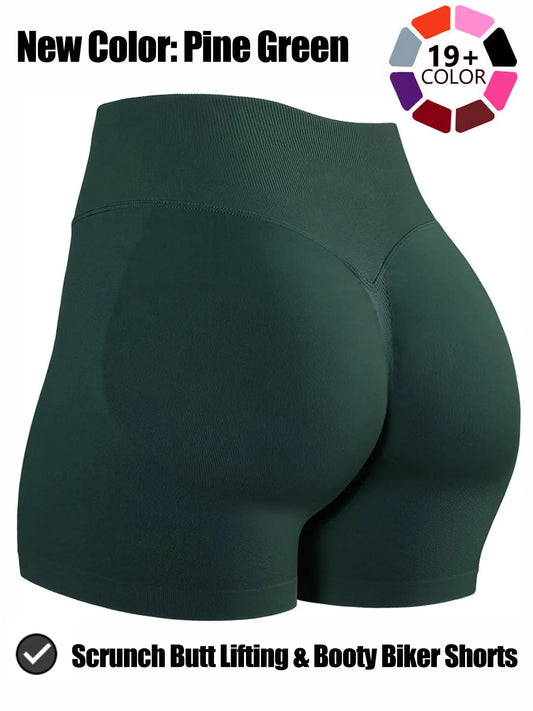 Seamless Shorts for Women, Invisible Scrunch Butt Lifting Gym Booty Biker Shorts, Breathable Comfortable High Stretch Skinny Shorts, Gym Shorts, Ladies Sportswear for Indoor Outdoor Wear, Athletic Shorts, High Waist Shorts