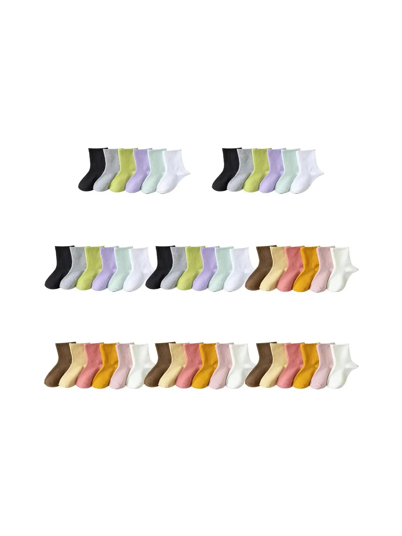 Women'S Solid Jacquard Crew Socks, Fashion Casual Comfy Mid Calf Socks, Summer Outfits 2024, Women Socks for All Seasons Daily Wear