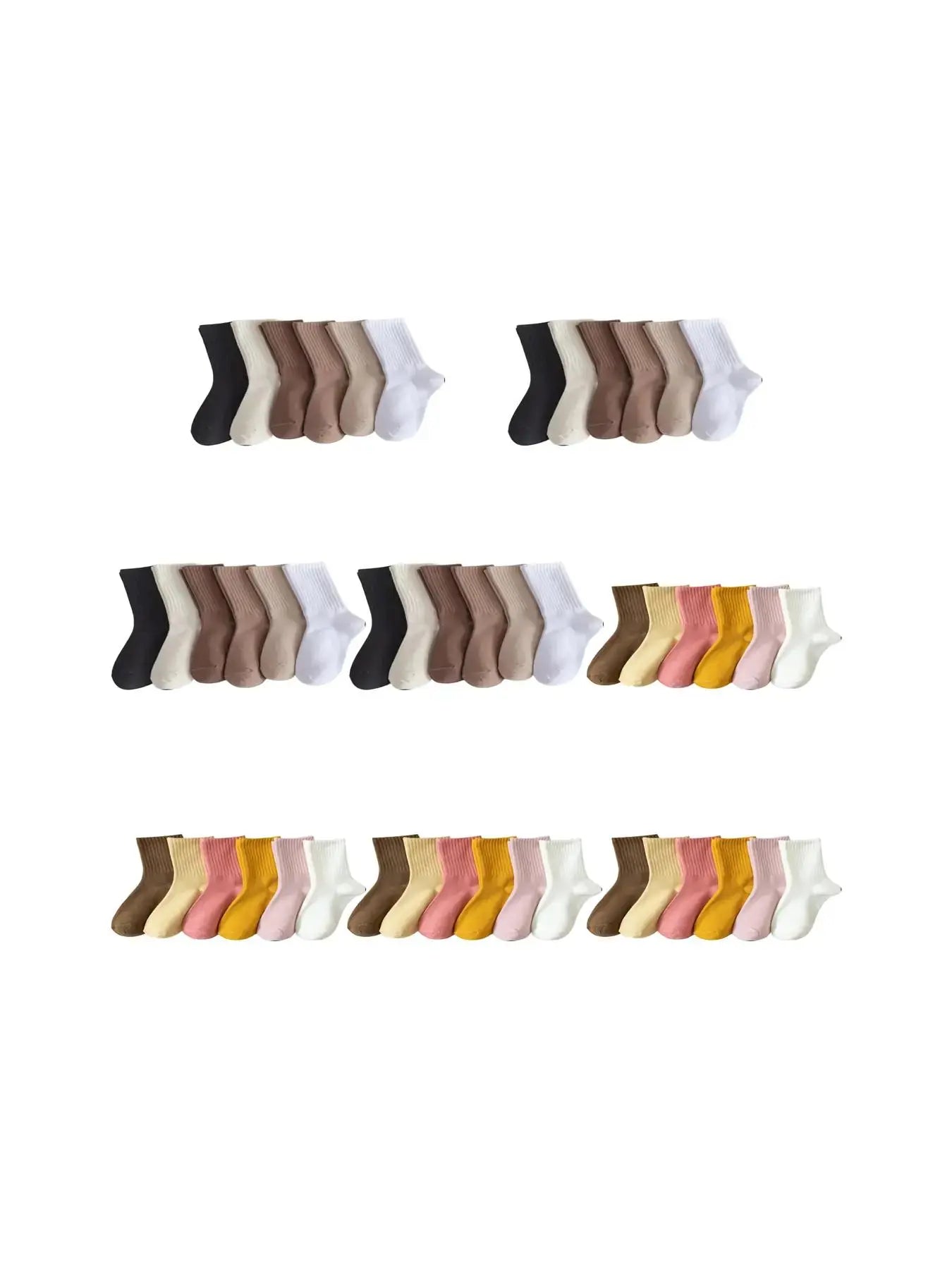 Women'S Solid Jacquard Crew Socks, Fashion Casual Comfy Mid Calf Socks, Summer Outfits 2024, Women Socks for All Seasons Daily Wear