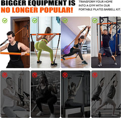 Pilates Bar Kit with Resistance Bands, Pilates Equipment, Multifunctional Pilates Bar for Women & Men, Pilates Kit for Hip, Back, Arm, Full-Body Workouts, Home Gym Strength Training Equipment