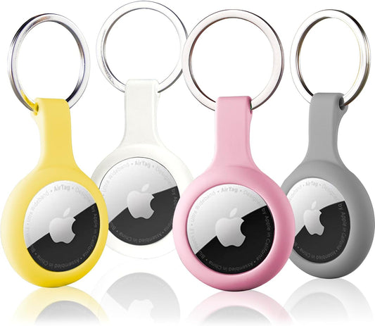 Apple AirTag Keychain Silicone Case - 4 Pack with Metal Snap Attachment for Enhanced Item Tracking Accessories