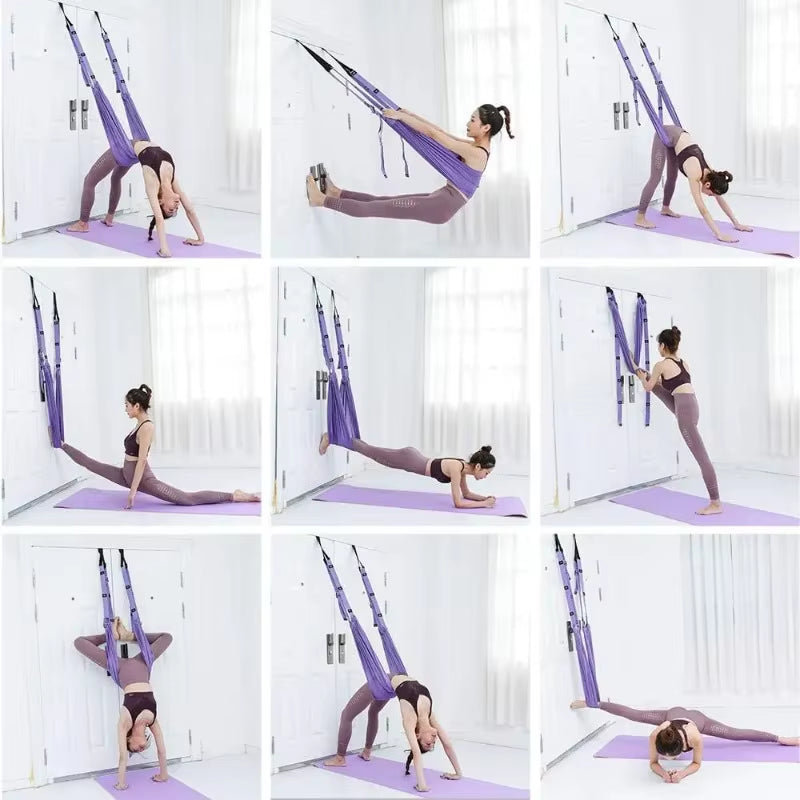 Adjustable Aerial Yoga Hammock Set Pilates Anti-Gravity Swing Stretch Strap Dance Fitness Yoga Training Body Shaping Exercises