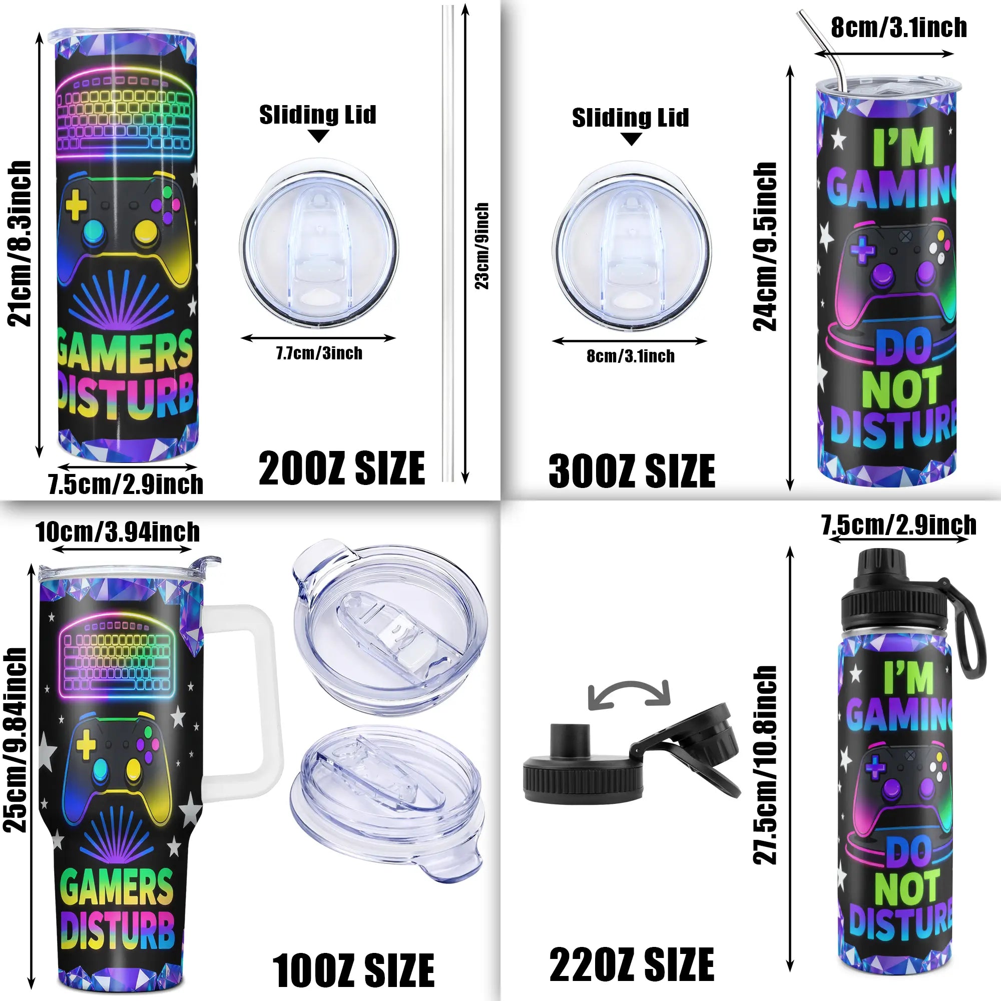 1Pc 40Oz/30Oz/22Oz/20Oz/14Ozcup Stainless Steel Tumbler with I'M Gaming Do Not Disturb Design, Leakproof Large Capacity, Needed for Gym, Hiking, Travel Ideal Birthday Christmas Gift Perfect Gift, Insulated Water Bottle