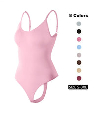 Women'S Solid Spaghetti Strap Adjustable Strap Backless Shapewear Bodysuit, Casual Comfy Seamless Tummy Control Butt Lifting Bodysuit for Daily Wear, Ladies Shapewear for All Seasons