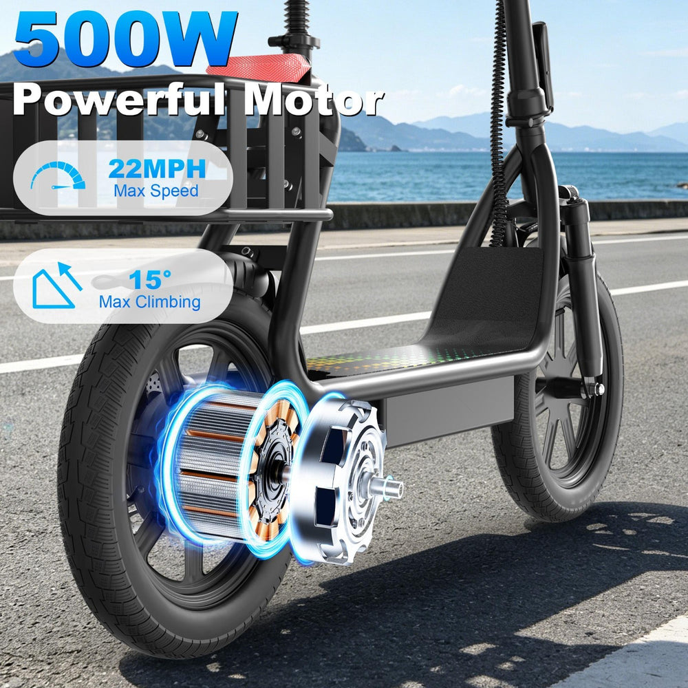 48V 10.4AH/22.5AH Electric Scooter Adults Foldable Escooter Seat & Carry Basket