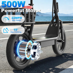 48V 10.4AH/22.5AH Electric Scooter Adults Foldable Escooter Seat & Carry Basket