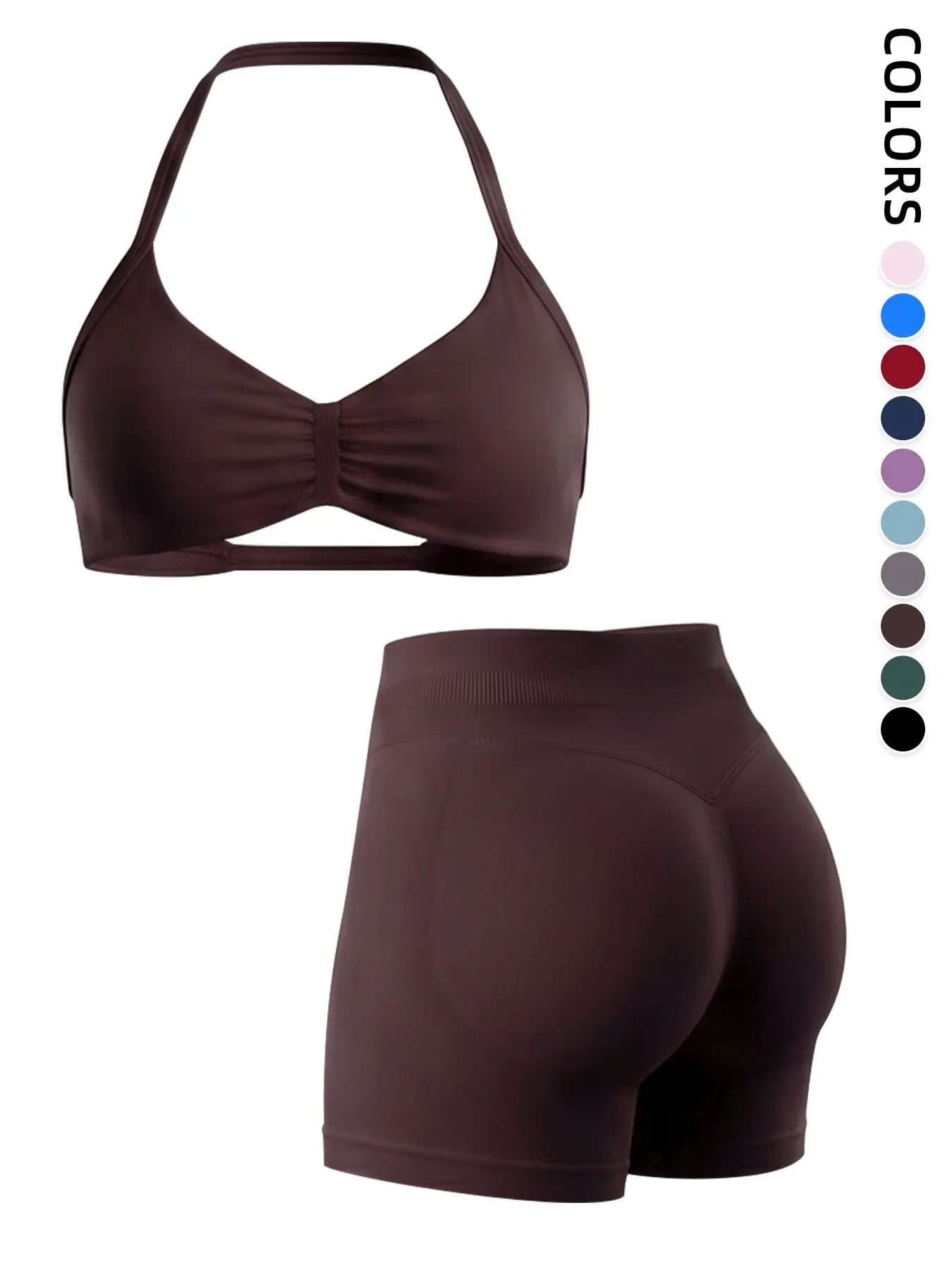 2-Piece Seamless Sports Bra Set with Pads, High-Waisted Peach Butt Running Yoga Shorts, Sleeveless Sporty Suit for Women, Activewear Workout Set, Seamless Gym Outfits, Fitness Yoga Set, Exercise Clothing Set