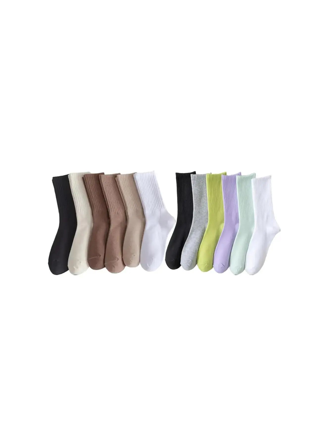 Women'S Solid Jacquard Crew Socks, Fashion Casual Comfy Mid Calf Socks, Summer Outfits 2024, Women Socks for All Seasons Daily Wear
