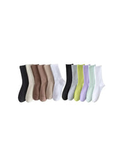 Women'S Solid Jacquard Crew Socks, Fashion Casual Comfy Mid Calf Socks, Summer Outfits 2024, Women Socks for All Seasons Daily Wear