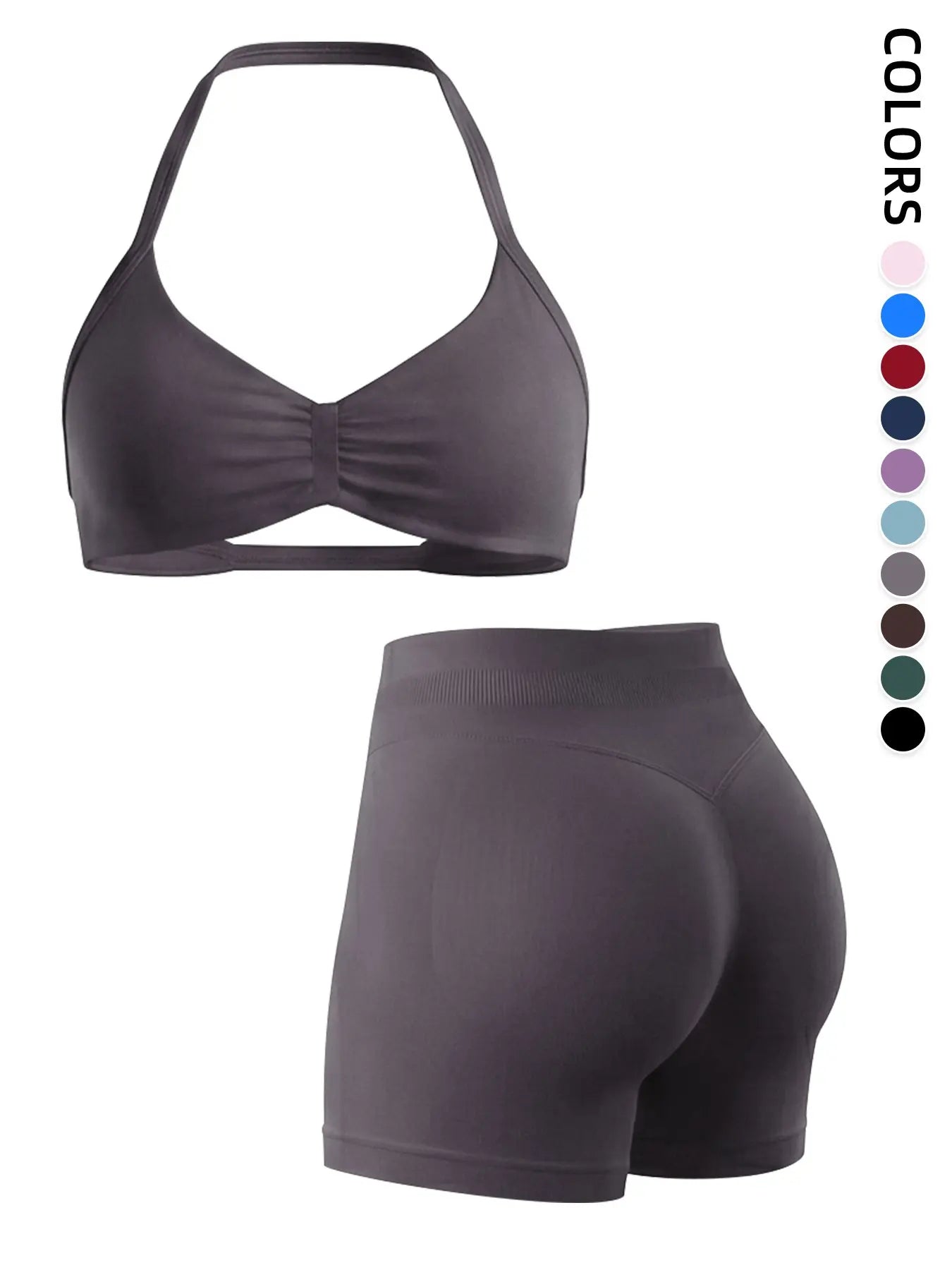 2-Piece Seamless Sports Bra Set with Pads, High-Waisted Peach Butt Running Yoga Shorts, Sleeveless Sporty Suit for Women, Activewear Workout Set, Seamless Gym Outfits, Fitness Yoga Set, Exercise Clothing Set