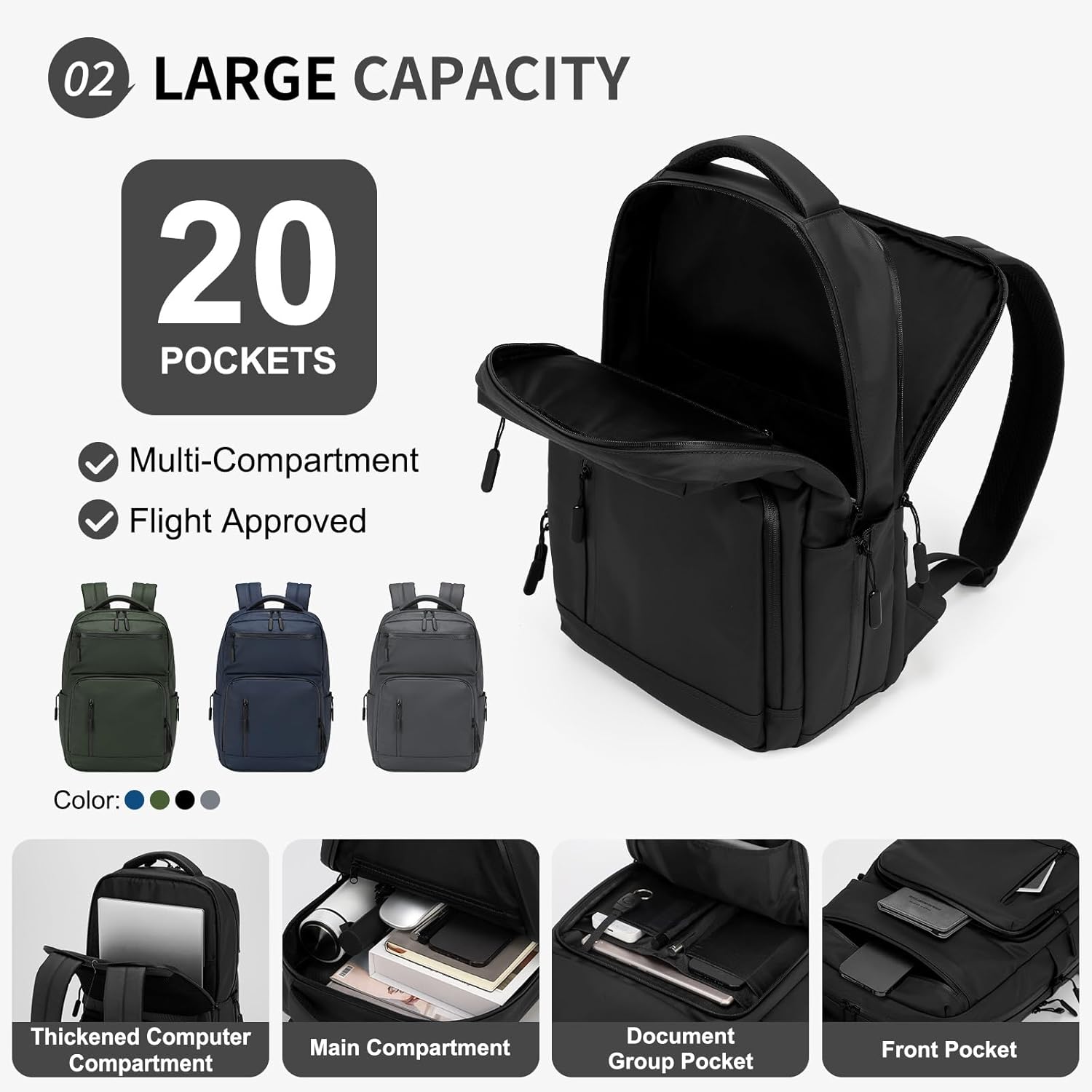 Waterproof Laptop Backpack for Men & Women (Black)