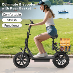 48V 10.4AH/22.5AH Electric Scooter Adults Foldable Escooter Seat & Carry Basket