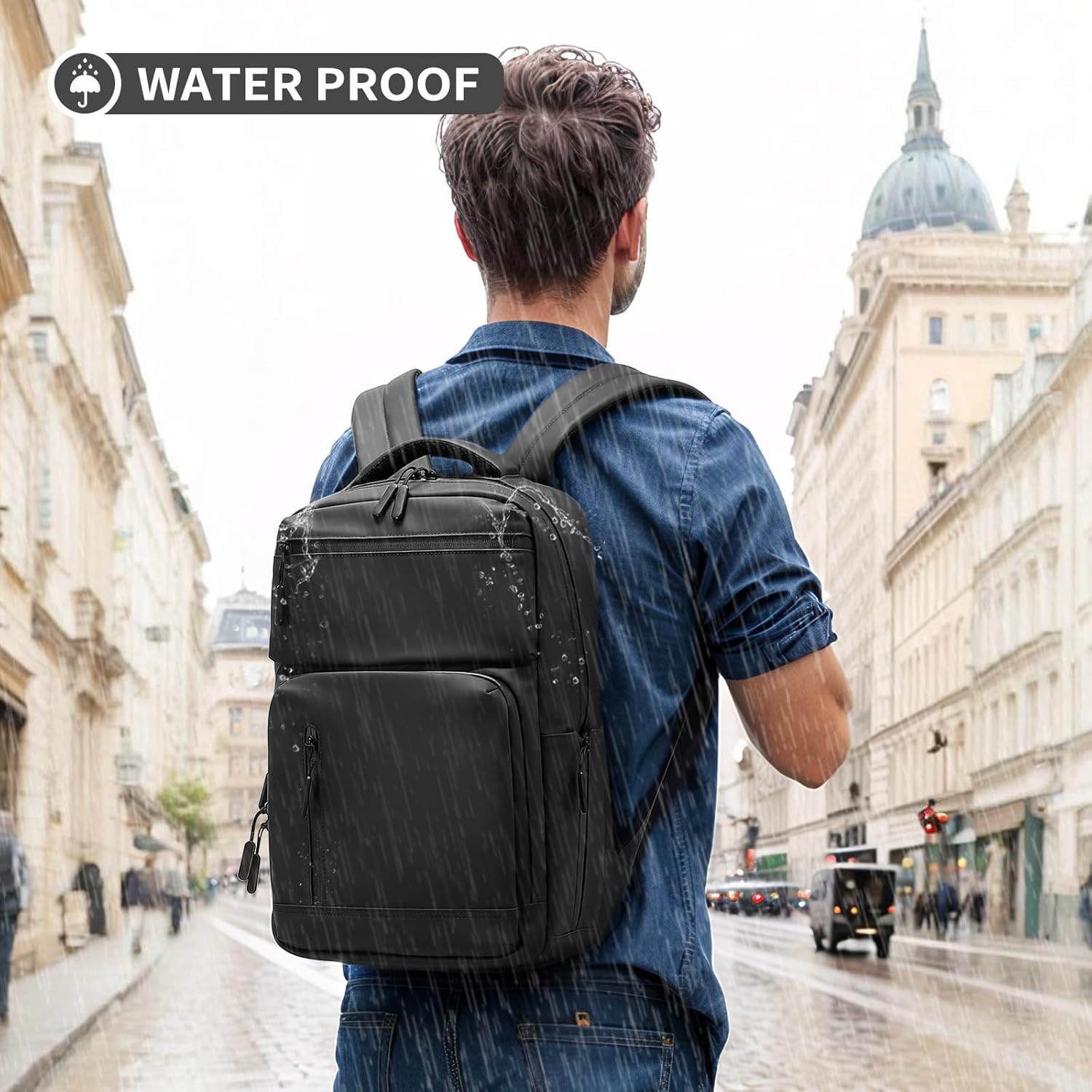 Waterproof Laptop Backpack for Men & Women (Black)