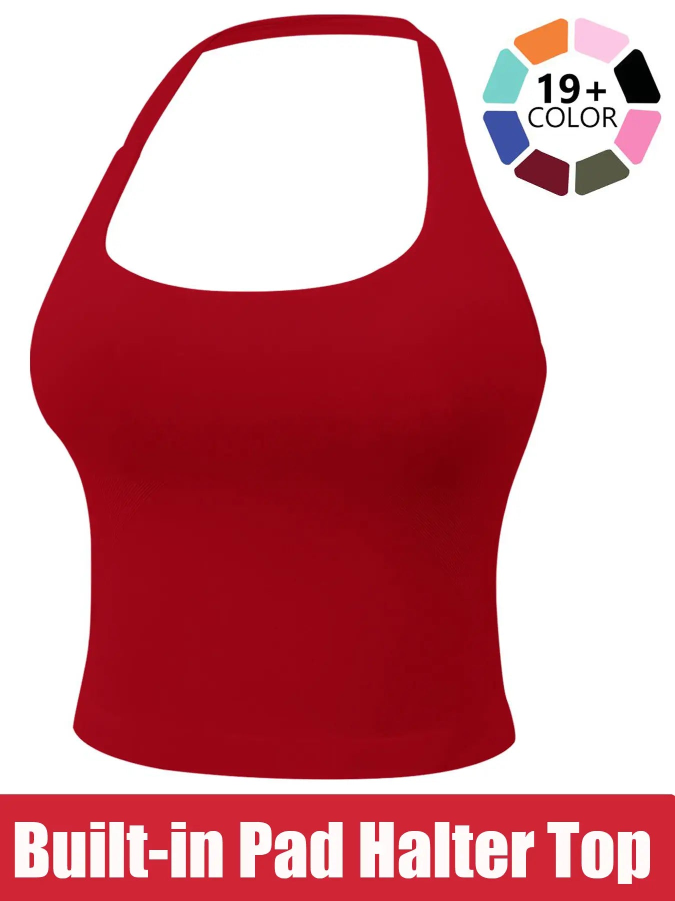 Women'S Solid Removable Chest Pad Sports Tank Top, Casual Comfort and Durability Halter Neck Sports Top for Yoga Gym Workout, Ladies Sportswear for All Seasons