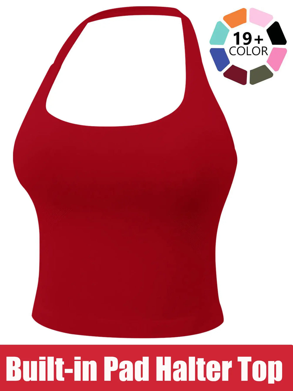 Women'S Solid Removable Chest Pad Sports Tank Top, Casual Comfort and Durability Halter Neck Sports Top for Yoga Gym Workout, Ladies Sportswear for All Seasons