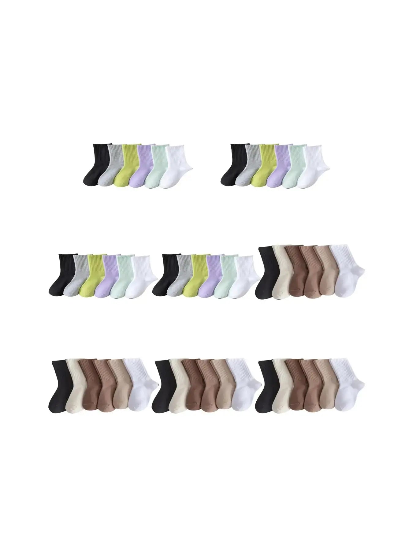 Women'S Solid Jacquard Crew Socks, Fashion Casual Comfy Mid Calf Socks, Summer Outfits 2024, Women Socks for All Seasons Daily Wear