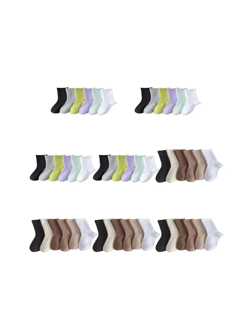 Women'S Solid Jacquard Crew Socks, Fashion Casual Comfy Mid Calf Socks, Summer Outfits 2024, Women Socks for All Seasons Daily Wear