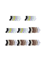 Women'S Solid Jacquard Crew Socks, Fashion Casual Comfy Mid Calf Socks, Summer Outfits 2024, Women Socks for All Seasons Daily Wear