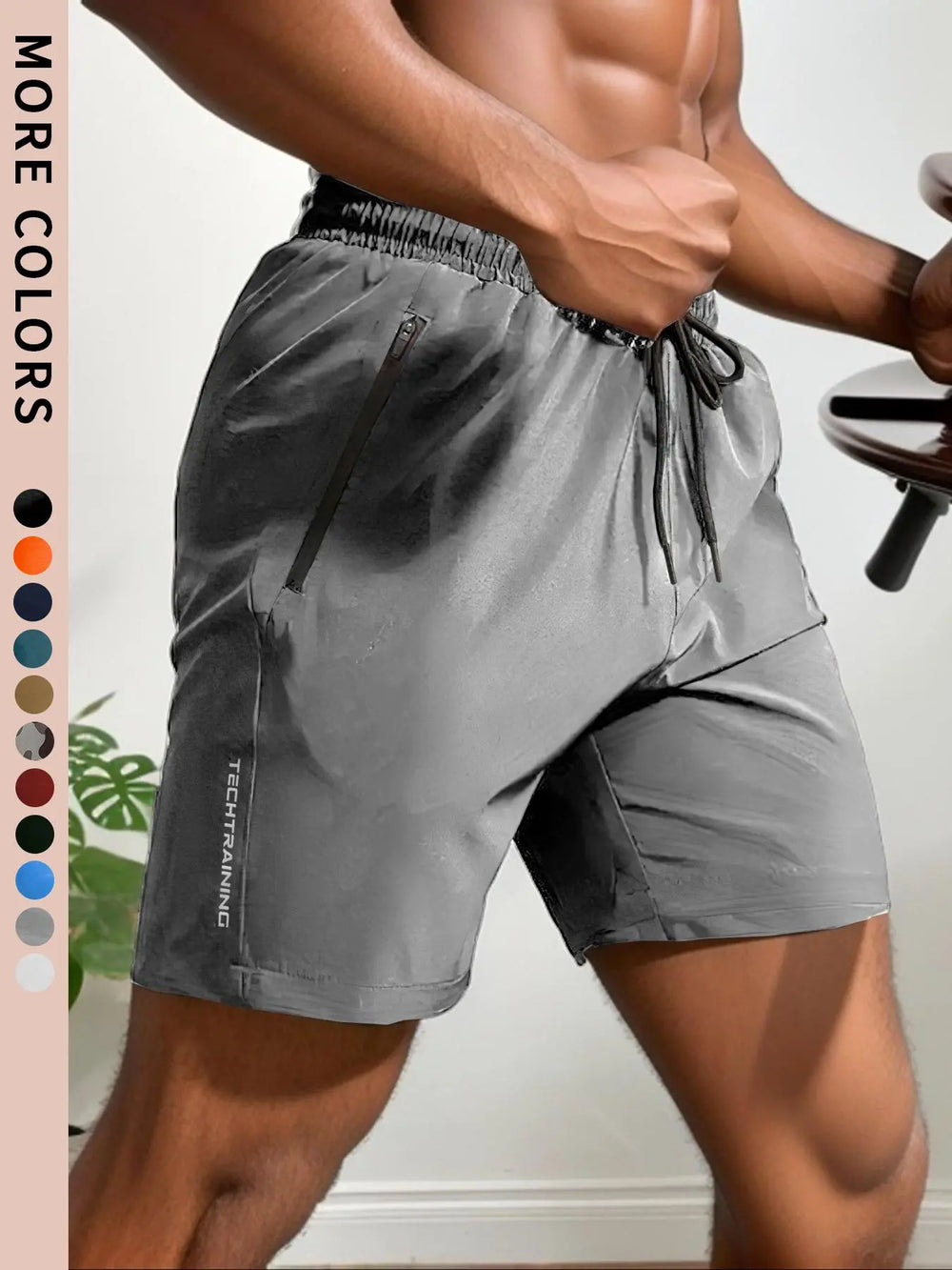 Men'S New Trendy Letter Print Zipper Pocket Drawstring Waist Track Shorts, Quick Drying Drawstring Sports Shorts for Summer Gym Workout Running, Comfort Shorts for Men, Activewear, Athletic Shorts, Regular Fit Shorts, Sports Yoga Shorts