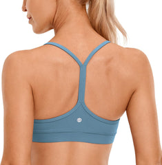 Butterluxe Y Back Sports Bras for Women - Padded Racerback Low Impact Spaghetti Thin Strap Workout Yoga Top