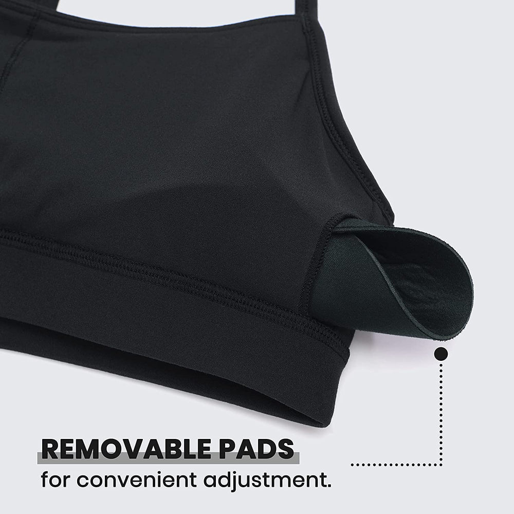 Butterluxe Y Back Sports Bras for Women - Padded Racerback Low Impact Spaghetti Thin Strap Workout Yoga Top