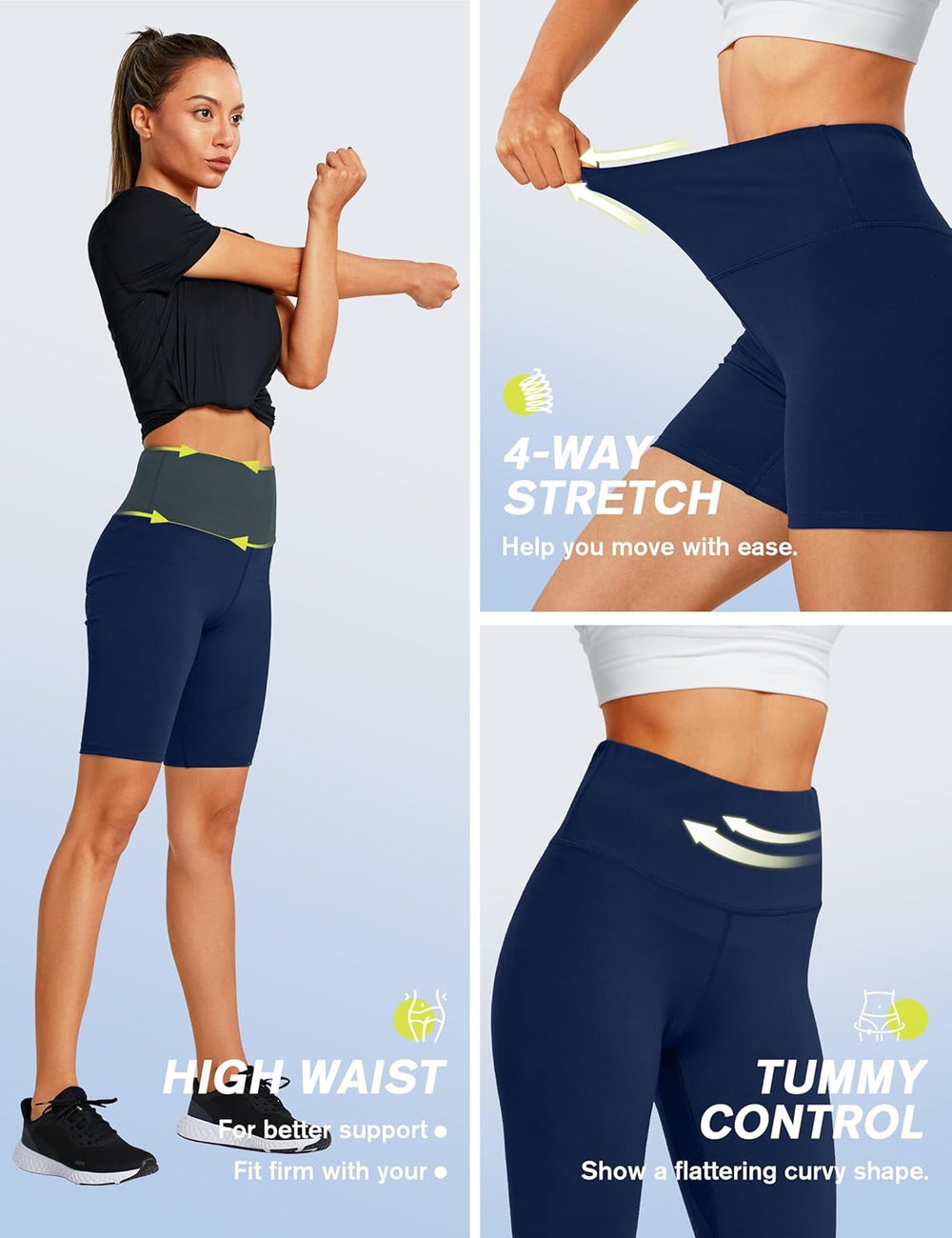 5"/10" Biker Shorts Women Tummy Control High Waisted Workout Athletic Yoga Compression Long Shorts with 2 Hidden Pockets