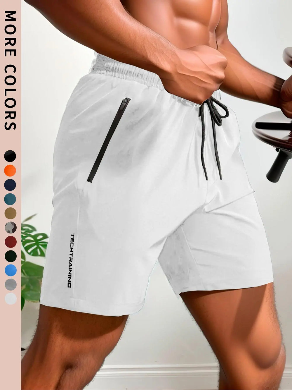 Men'S New Trendy Letter Print Zipper Pocket Drawstring Waist Track Shorts, Quick Drying Drawstring Sports Shorts for Summer Gym Workout Running, Comfort Shorts for Men, Activewear, Athletic Shorts, Regular Fit Shorts, Sports Yoga Shorts