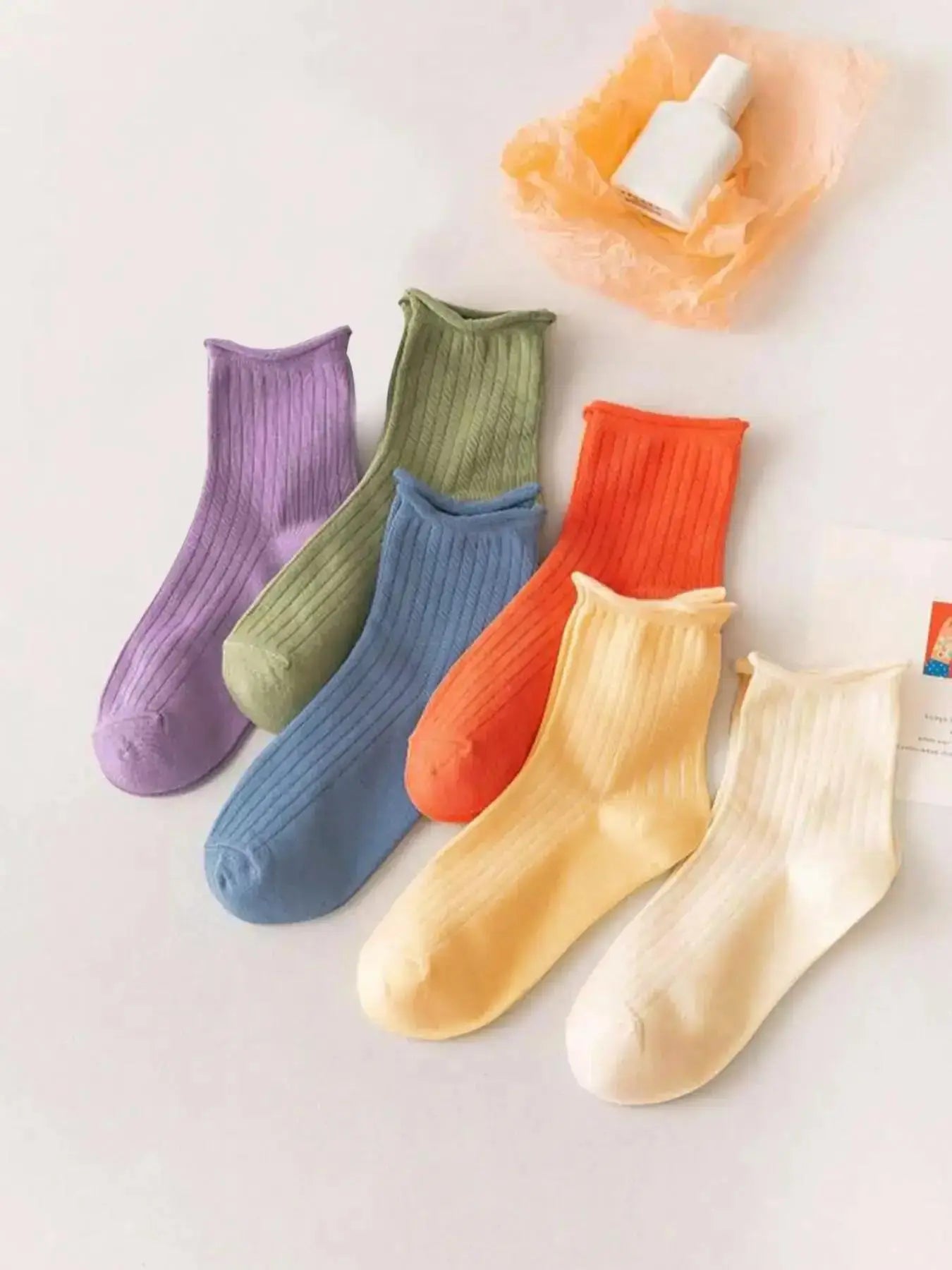 Women'S Solid Jacquard Crew Socks, Fashion Casual Comfy Mid Calf Socks, Summer Outfits 2024, Women Socks for All Seasons Daily Wear