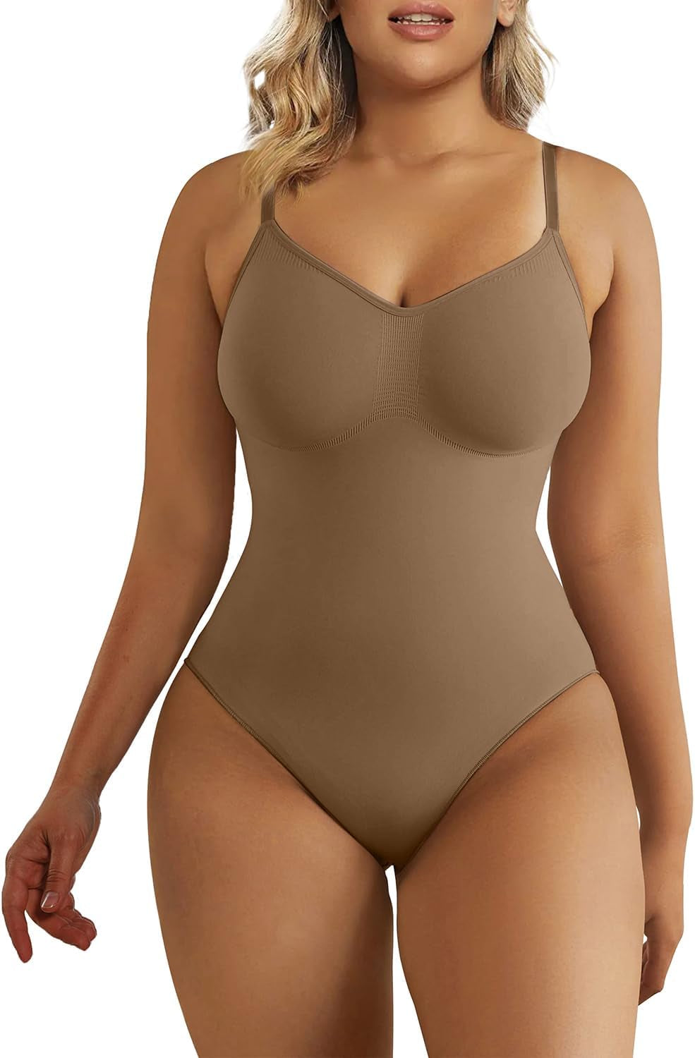 Women'S Seamless Shapewear Bodysuit Tummy Control Body Shaper Waist Defining Body Suit