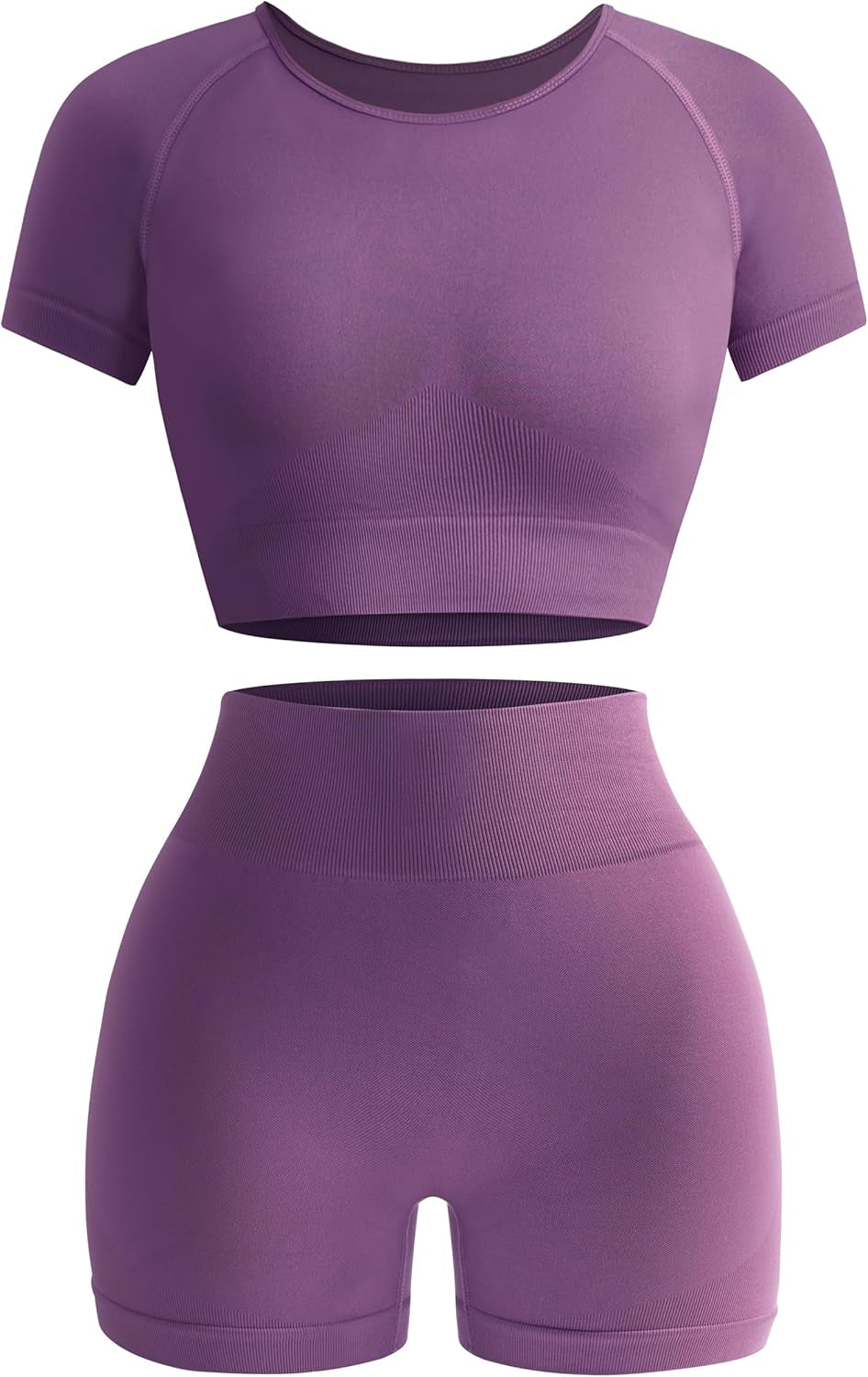 Womens Workout Sets 2 Piece - Seamless Acid Wash Yoga Outfits Shorts and Crop Top Matching Gym Athletic Clothing Set