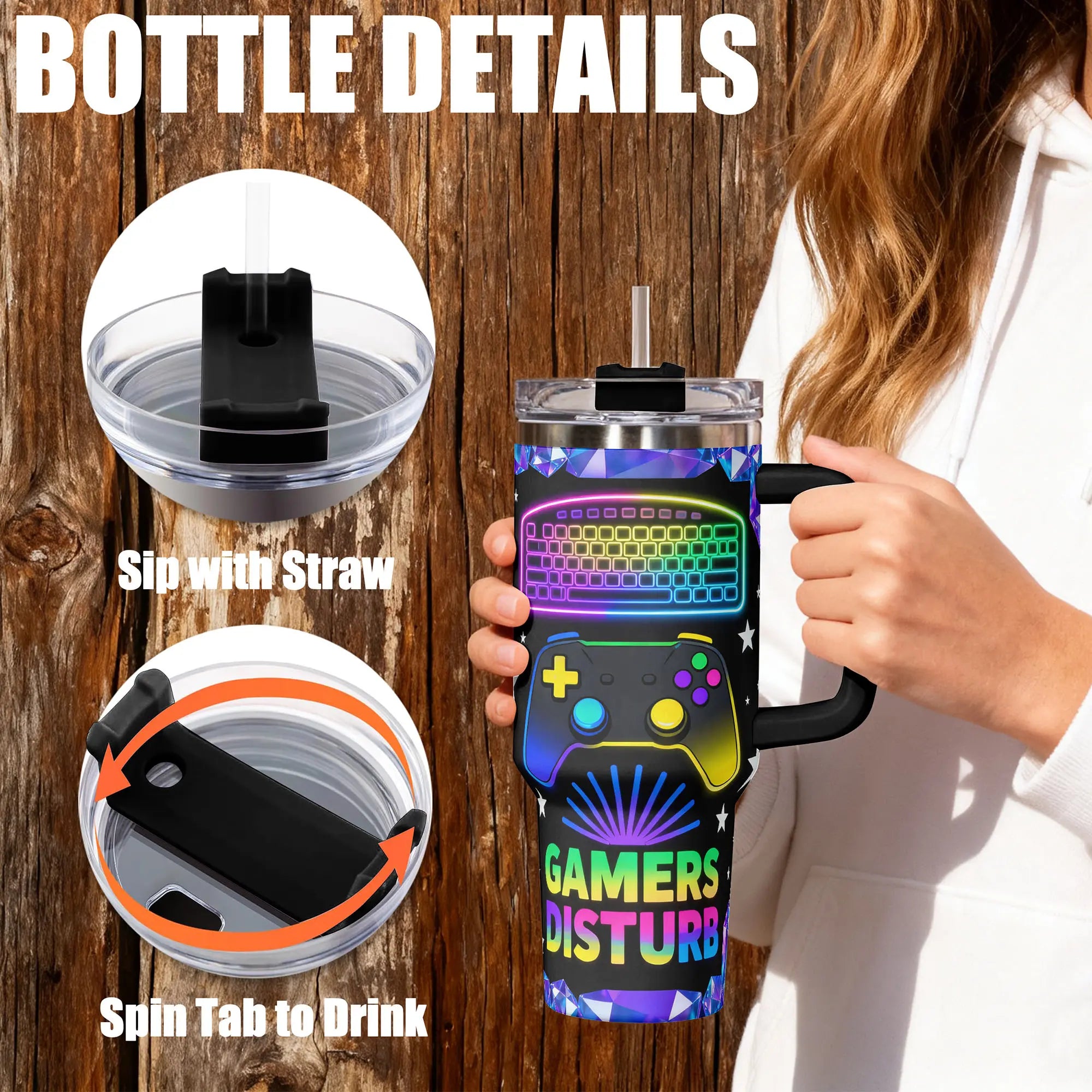 1Pc 40Oz/30Oz/22Oz/20Oz/14Ozcup Stainless Steel Tumbler with I'M Gaming Do Not Disturb Design, Leakproof Large Capacity, Needed for Gym, Hiking, Travel Ideal Birthday Christmas Gift Perfect Gift, Insulated Water Bottle