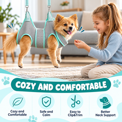 Dog Grooming Hammock Harness with Thick Neck Support