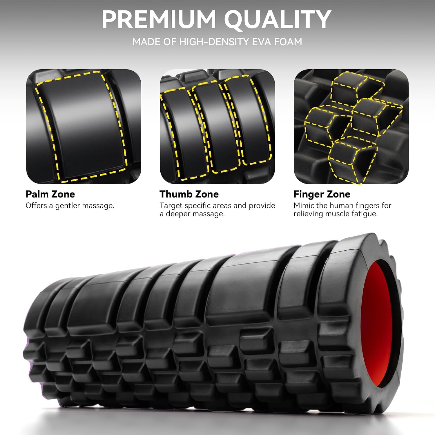 Patented 3-Zone Deep Tissue Foam Roller