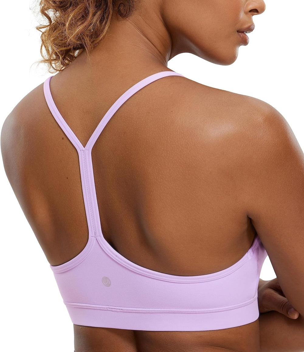 Butterluxe Y Back Sports Bras for Women - Padded Racerback Low Impact Spaghetti Thin Strap Workout Yoga Top