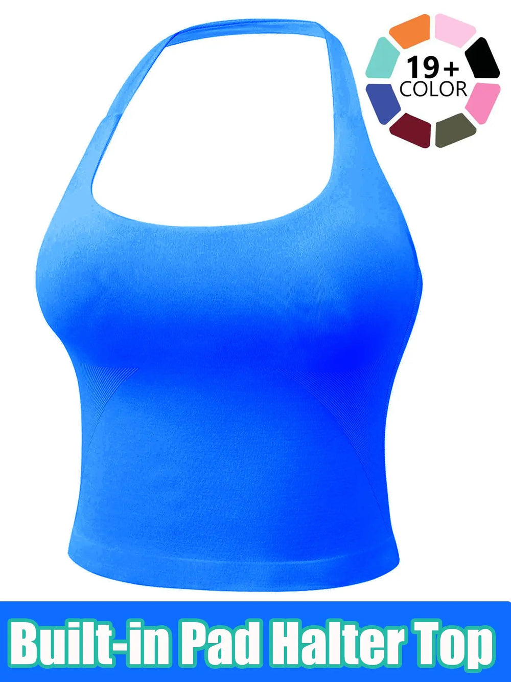 Women'S Solid Removable Chest Pad Sports Tank Top, Casual Comfort and Durability Halter Neck Sports Top for Yoga Gym Workout, Ladies Sportswear for All Seasons