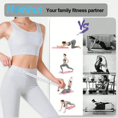 Pilates Sliding Board Foldable Fitness Reformer Platform Home Workout Equipment with Resistance Bands Abdominal Leg Training Machine Multifunctional Yoga Exercise Board Portable Full Body Workout Pilates Board