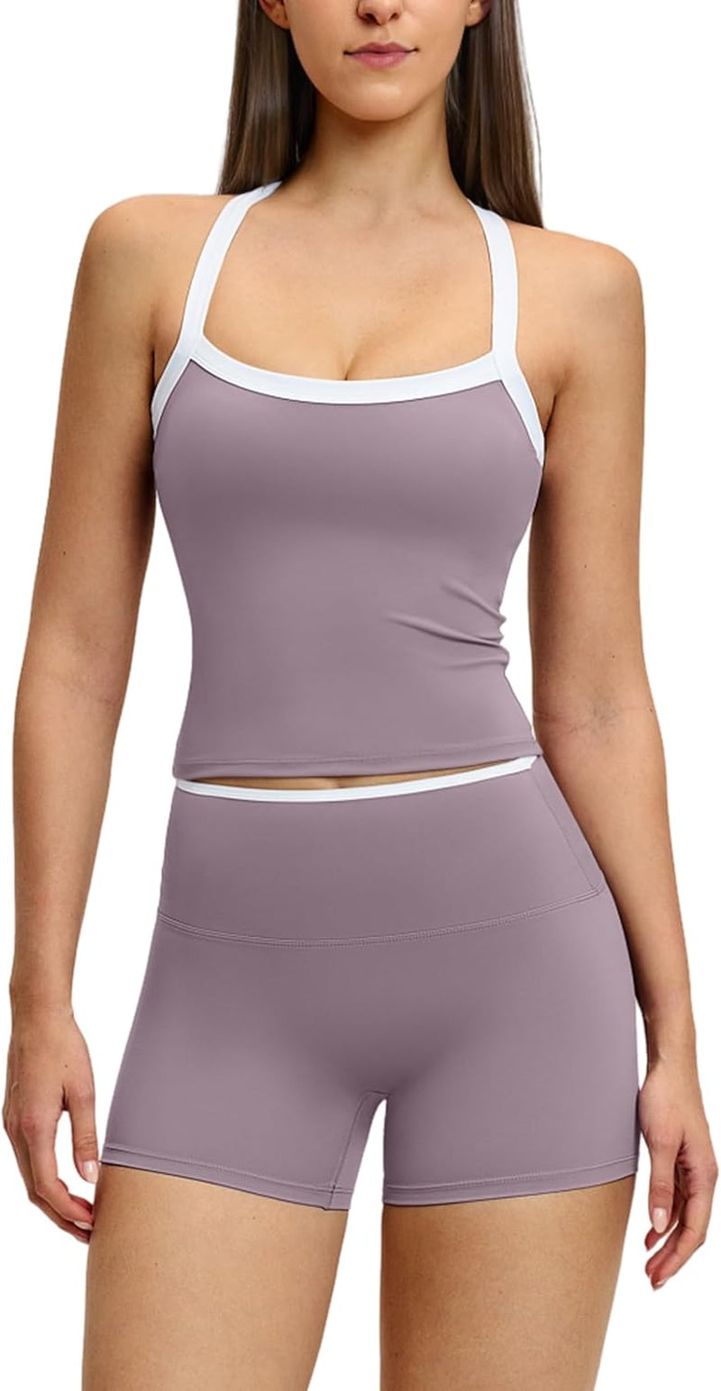 Two Piece Workout Sets for Women Tank Top Matching High Waist Booty Lifting Shorts Gym Yoga Active Wear Outfits