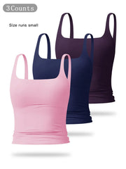 Women'S Solid Color Sports Tank Top, Casual Comfy Breathable Sleeveless Workout Top for Yoga Gym Workout Running, Ladies Sportswear for All Seasons, Athletic Yoga Tops