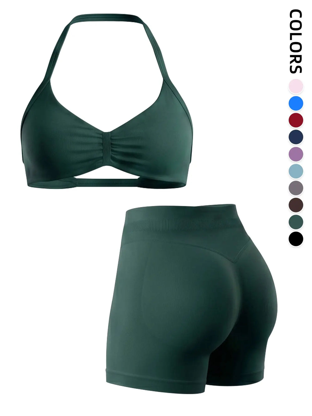 2-Piece Seamless Sports Bra Set with Pads, High-Waisted Peach Butt Running Yoga Shorts, Sleeveless Sporty Suit for Women, Activewear Workout Set, Seamless Gym Outfits, Fitness Yoga Set, Exercise Clothing Set